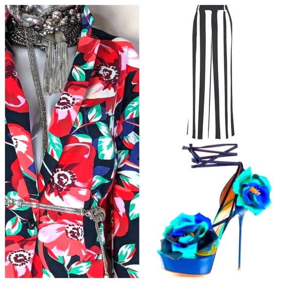 Vibrate Bold Oversized Dark Floral "Simply Emma" Office Professional Chic Blazer - Picture 12 of 14